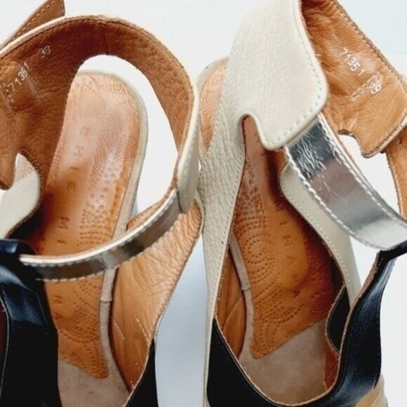 Anthropologie CHIE MIHARA Strappy Sandals Pumps Cream Leather Sz US 9 EUR 39 - Picture 7 of 13